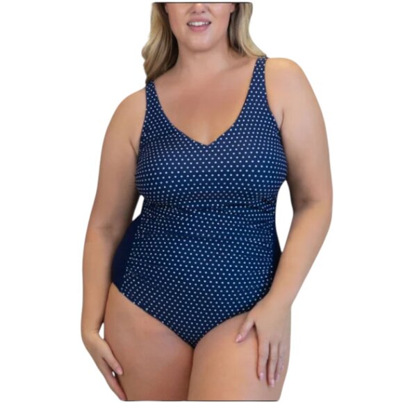 NWOT Roots One-Piece Swimsuit | Navy Dots - Picture 2 of 8